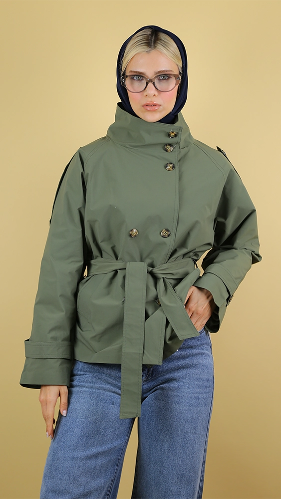 بارانی زنانه 40215 برندس زیتونی (13) بارانی زنانه 40215 - Image 1