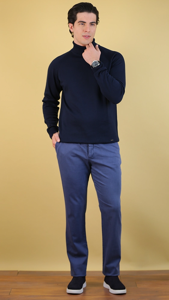 شلوار کتان مردانه 50085 برندس سورمه ای (1) شلوار کتان مردانه 50085 - Image 1