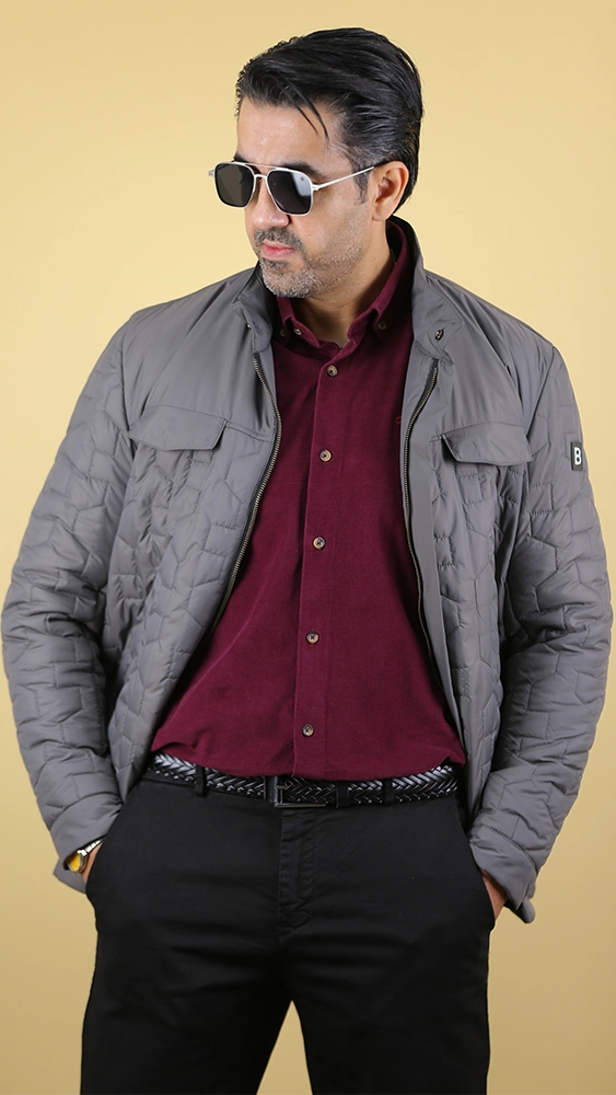 کاپشن مردانه 70045 برندس طوسی (1) کاپشن مردانه 70045 - Image 1