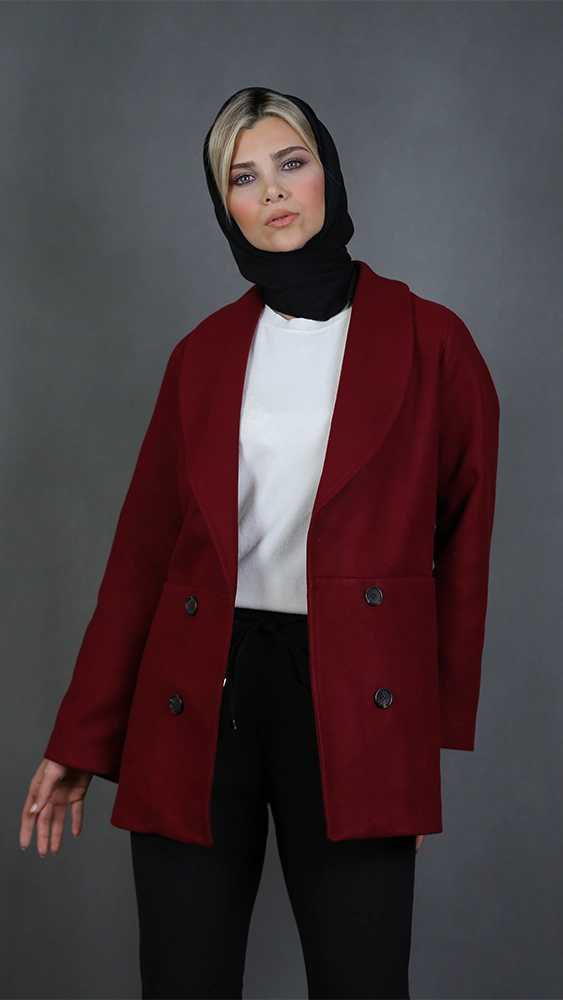 پالتو زنانه H10 برندس زرشکی (5) پالتو زنانه H10 - Image 1