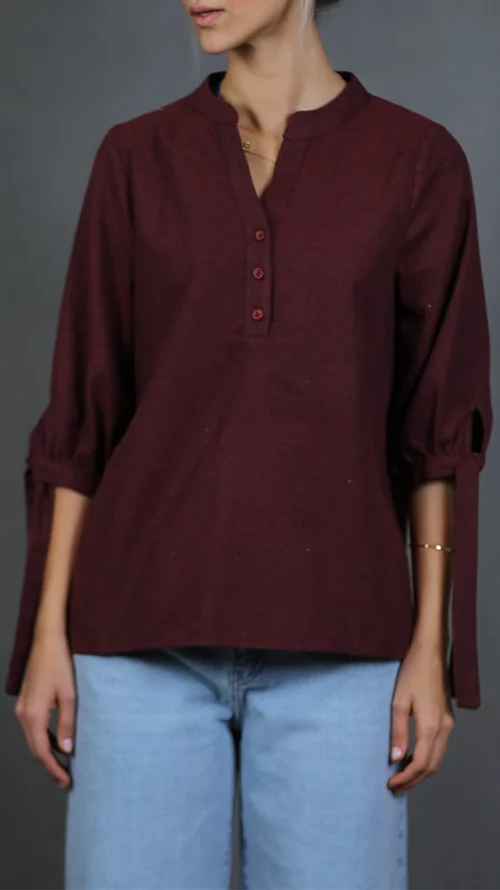 شومیز زنانه H04 زرشکی برندس (1)