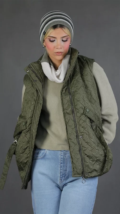 پافر زنانه 1496 زیتونی برندس (1)