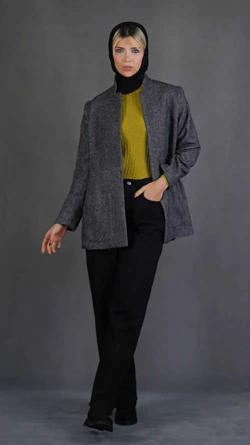 پالتو زنانه H01 ذغالی برندس (5)