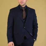 کت و شلوار و ژیله مردانه 24G124 سورمه ای برندس (2)