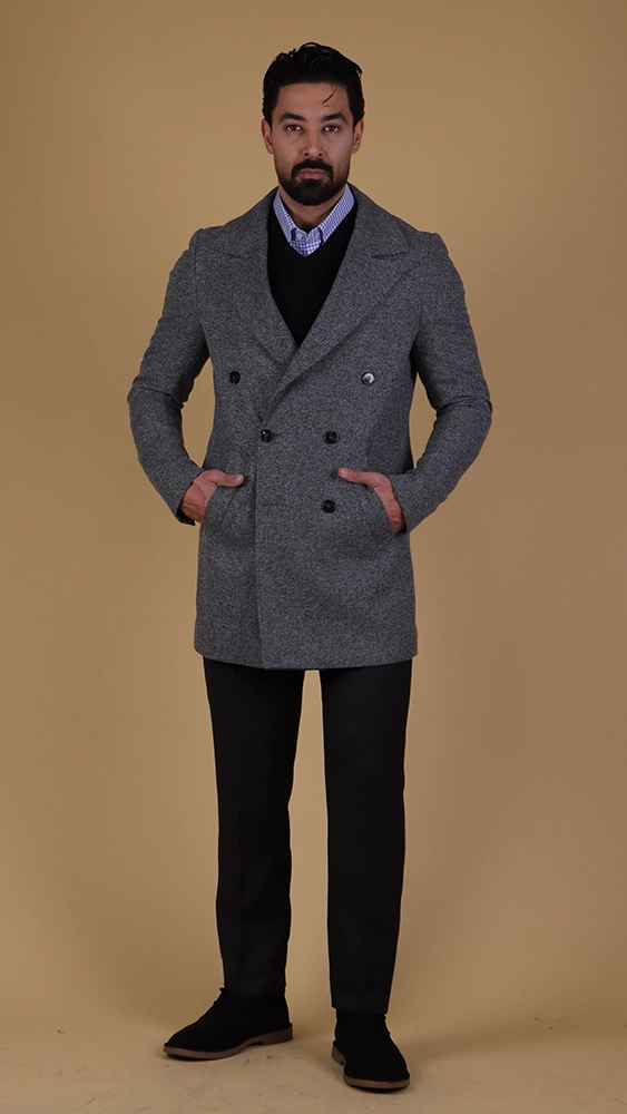 پالتو مردانه 21201 برندس طوسی تیره (1) پالتو مردانه 21201 - Image 1