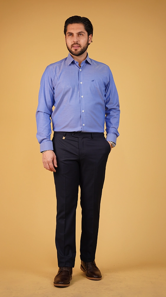 پیراهن آستین بلند مردانه 60471 برندس آبی نفتی 1 برندس | BRANDS