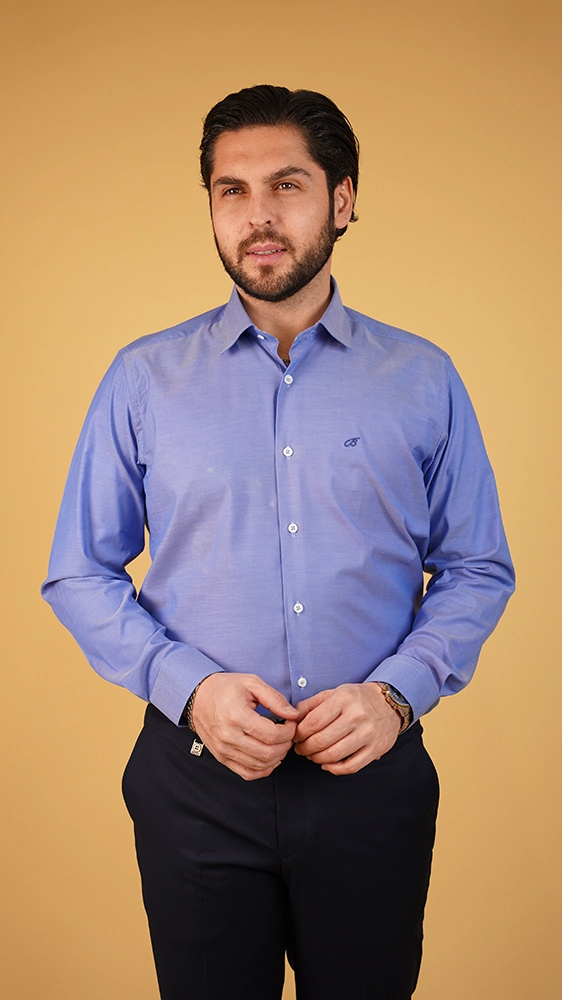 پیراهن آستین بلند مردانه 60471 برندس آبی نفتی 2 برندس | BRANDS