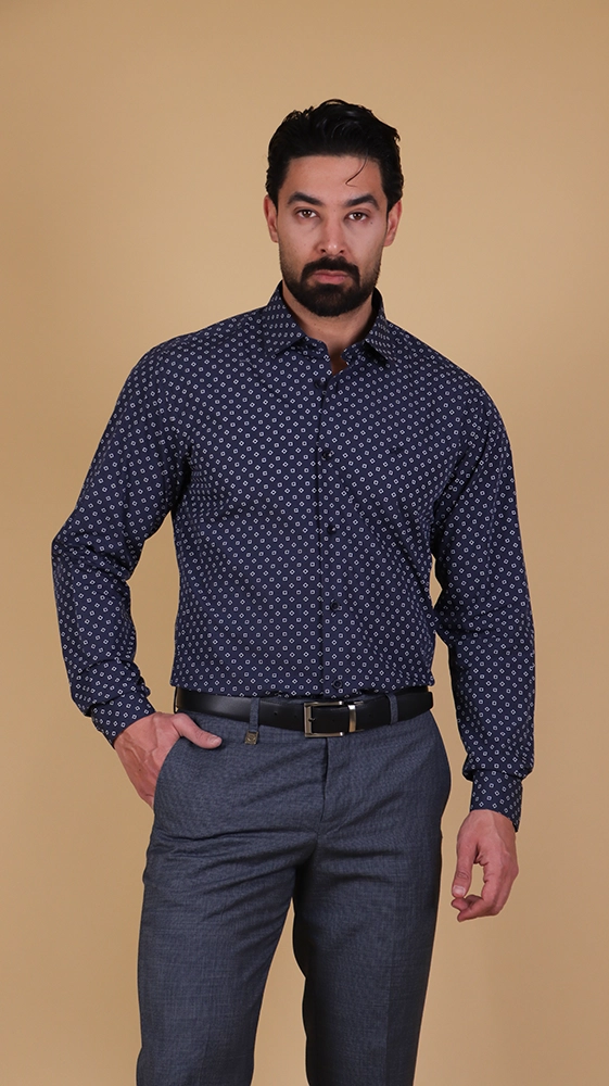 پیراهن مردانه 60467 برندس سورمه ای (2) پیراهن مردانه 60467 - Image 1